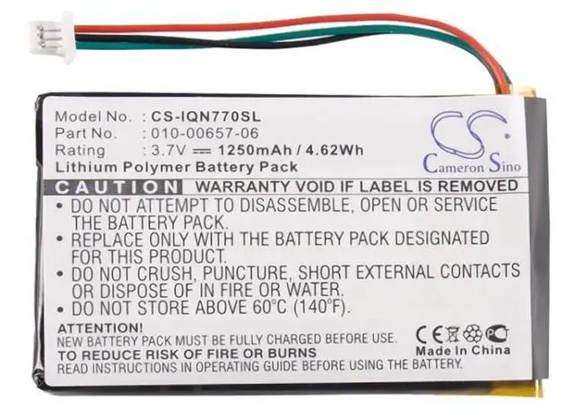 Alt view image 6 of 6 - Cameron Sino battery for  Nuvi 770, Nuvi 770T PN:  010-00657-06  
1250mAh