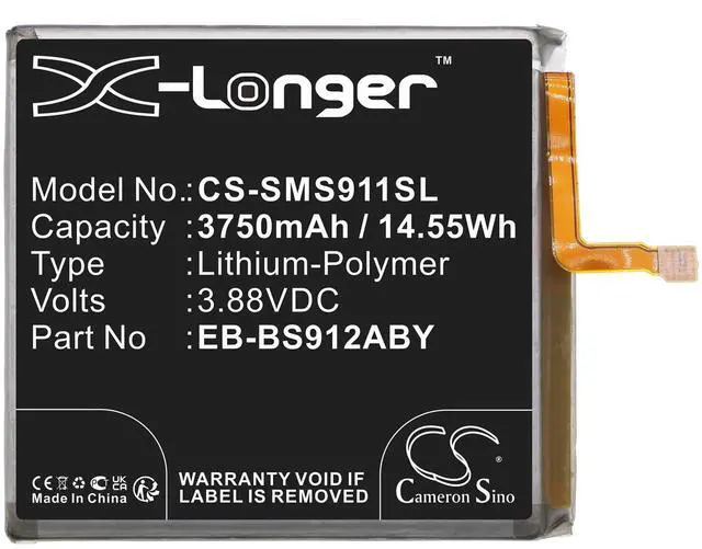 Alt view image 3 of 4 - Cameron Sino battery for Galaxy S23, Galaxy S23 5G, SM-S9110, SM-S911B, PN: EB-BS912ABY 3750mAh / 14.55Wh