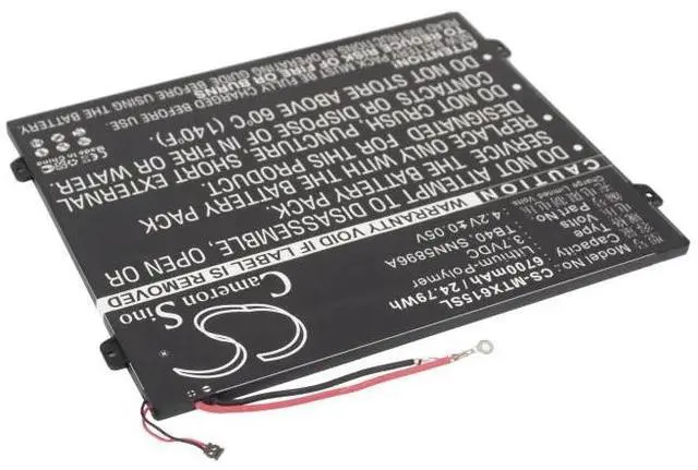Alt view image 2 of 5 - Cameron Sino battery for  MZ615, MZ616, MZ617, Xoom 2 10.1   PN:  L-L-L DC110510, SNN5896A, TB40  6700mAh / 24.79Wh