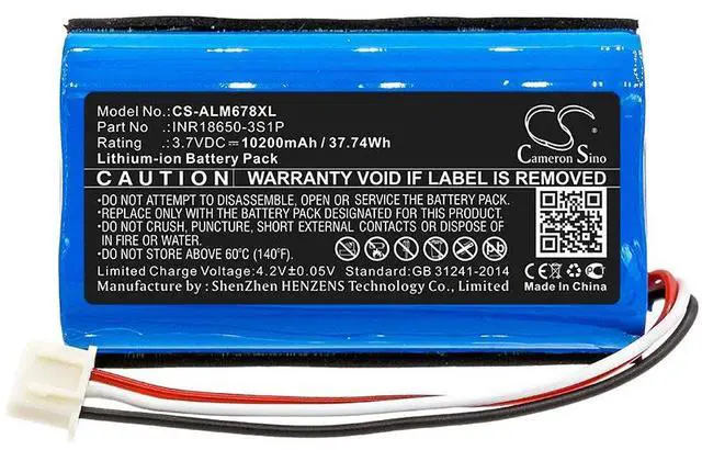 Alt view image 3 of 5 - Cameron Sino battery for iMW678, iMW678-BLK, iMW678-BLU, IMW789, PN: INR18650-3S1P 10200mAh / 37.74Wh