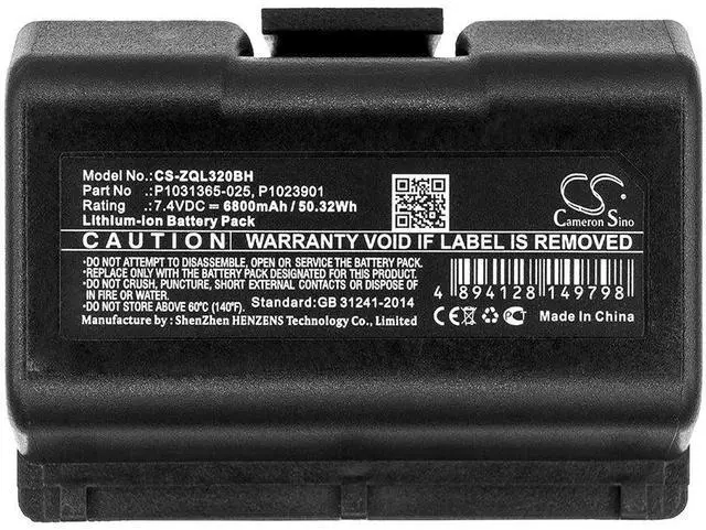 Alt view image 5 of 5 - Cameron Sino battery for QLN220, QLn220HC, QLN320, QLn320HC, ZQ500, ZQ510, PN: AT16004, BTRY-MPP-34MA1-01, 6800mAh / 50.32Wh