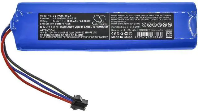 Alt view image 3 of 5 - Cameron Sino Battery for Proscenic M7 Max, M7 Pro, M8 Pro, U6 PN:Proscenic NR18650 M26-4S2P 5200mAh / 74.88Wh