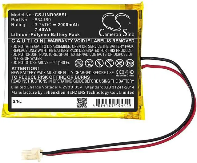 Alt view image 3 of 5 - Cameron Sino Battery for Uniden Guardian G955, Guardian UDR, UDR744, UDR744HD, UDR777HD, UDR780HD PN:Uniden 634169 2000mAh / 7.40Wh