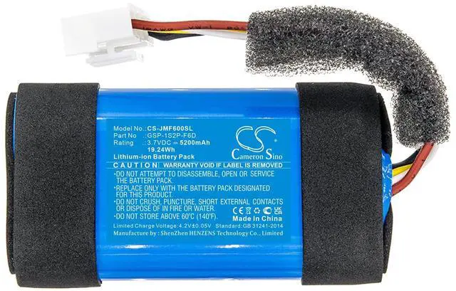 Alt view image 3 of 6 - Cameron Sino Battery for JBL Flip 6, JBLFLIP6BLUAM, JBLFLIP6REDAM JBL GSP-1S2P-F6D 5200mAh / 19.24Wh