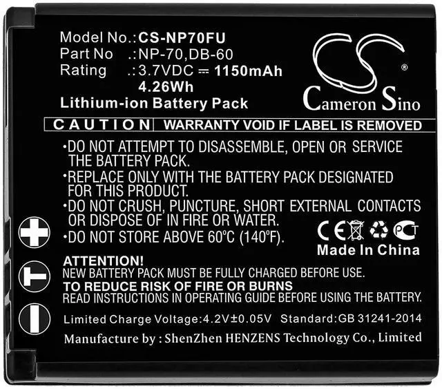 Alt view image 3 of 3 - Cameron Sino Battery for Fujifilm FinePix F45fd, Panasonic Lumix DMC-FX150 Lumix DMC-FX150EGS Lumix DMC-FX150EGK Lumix DMC-FX100EF-S Lumix DMC-FX100GK Lumix DMC-FX01 Lumix DMC-FX9EBS