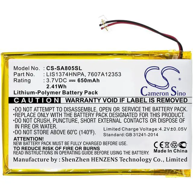 Alt view image 3 of 5 - Cameron Sino Battery for Sony NW-A805, NW-S639, NW-S639F, NWZ-A801, NWZ-A810, NWZ-A818, NWZ-A818BLK, NWZ-A828KBLK, NWZ-A829BLK, NWZ-S639 650mAh