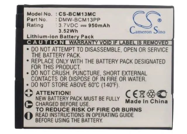 Alt view image 5 of 5 - Cameron Sino Battery for Lumix DMC-FT5, Lumix DMC-FT5A, Lumix DMC-FT5D, Lumix DMC-FT5K, Lumix DMC-FT5S, Lumix DMC-ZS45K, Lumix DMC-ZS50K, Lumix DMC-ZS60K 950mAh