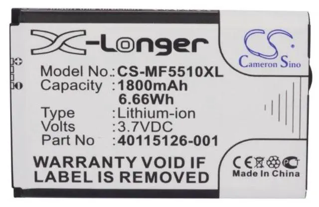 Main image of Cameron Sino Battery for Novatel Wireless Mifi 500 LTE, MiFi 5510, MiFi 5510L, MiFi 5580, MiFi M100, MiFi5510, MiFi5510L, MiFi5580 1800mAh