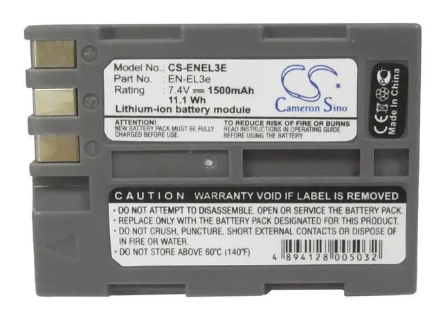 Alt view image 5 of 5 - Cameron Sino Battery for NIKON D100, D200, D300, D300S, D50, D70, D700, D70s, D80, D90 PN:NIKON EN-EL3e 1500mAh / 11.1Wh