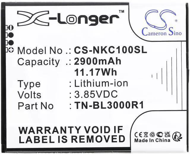 Alt view image 3 of 3 - Cameron Sino battery for C100, C100 2022, N152DL, TA-1520 PN. TN-BL3000R1 2900mAh / 11.17Wh