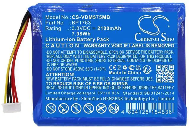 Alt view image 3 of 5 - Cameron Sino Battery for V-Tech 5" Digital Video Baby Monitor, HD Smart Wifi Video Monitor, RM5754, RM5754HD, VM5254 PN:V-Tech BP1763 2100mAh / 7.98Wh
