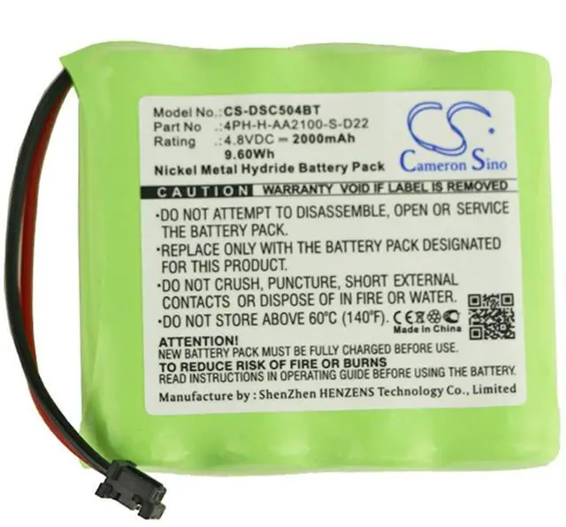 Main image of Cameron Sino Battery for DSC Security Alarm Panel, WS4920HE wireless repeater, WTK5504 wireless keypad,  ADT Wireless Color Touchscreen Keypad  PN:DSC 17000153, DSC-BATT2148V 2000mAh