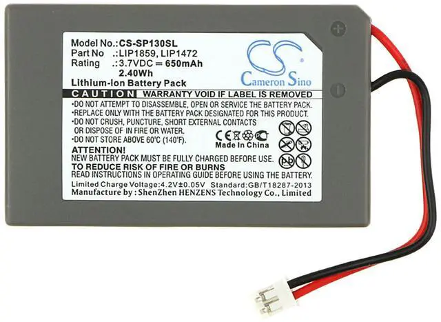 Main image of Cameron Sino Battery for CECHZC1E, CECHZC1H, CECHZC1J, CECHZC1U, PlayStation 3 SIXAXIS, PS3 PN: LIP1472, LIP1859 650mAh / 2.41Wh