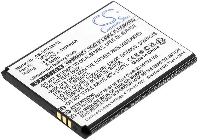 Main image of Cameron Sino Battery for Schok Flip SC3218B, Flip SC3218T PN:Schok SB2000 1700mAh / 6.46Wh