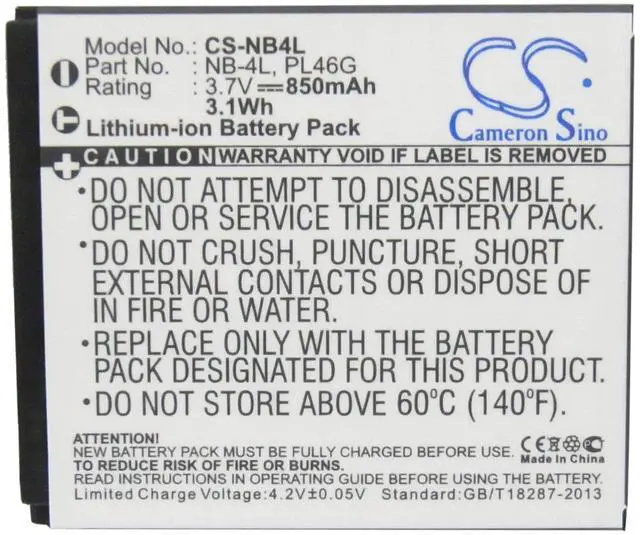 Alt view image 5 of 5 - Cameron Sino Battery for Canon Digital IXUS 100 IS, PowerShot SD430 WIRELESS, PowerShot SD450, PowerShot SD600, PowerShot SD630, PowerShot SD750, PowerShot SD780 IS, PowerShot SD940 IS, PowerShot TX1