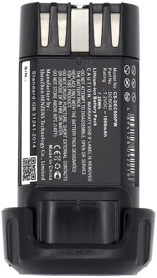 Alt view image 2 of 4 - cameron sino Battery for DCB095, DCF680, DCF680N1, DCF680N2, DCF682, DCL023, DW4390 PN: DCB080 1000mAh / 7.20Wh
