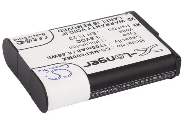 Alt view image 2 of 5 - Cameron Sino Battery for Nikon Coolpix P600, Coolpix P610, Coolpix P610s, Coolpix P900, Coolpix P900s, Coolpix S810c PN:Nikon EN-EL23 1700mAh / 6.46Wh
