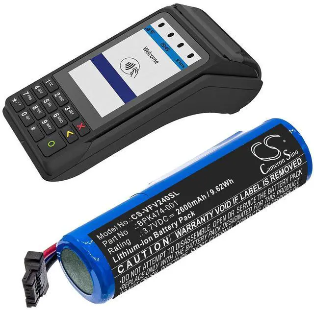 Alt view image 6 of 6 - Cameron Sino Battery for Verifone 3GBWC, V240m Plus PN:Verifone BPK474-001 2600mAh / 9.62Wh