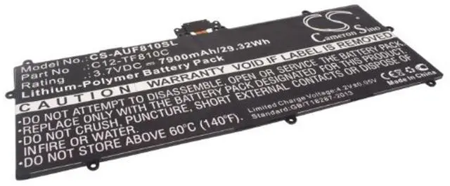 Main image of Cameron Sino Battery for TF810, TF810C, Vivo Tab TF810, Vivo Tab TF810C PN: C12-TF810C 7900mAh/29.23Wh