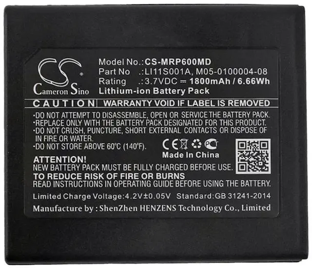 Alt view image 5 of 5 - Cameron Sino 1800mAh Battery for Mindray DPM2,Oxymetre Pouls PM60,PM60,PM60 pulse oximeter,pulse oximeter PM60; P/N:022-000008-00,LI11S001A,M05-0100004-08