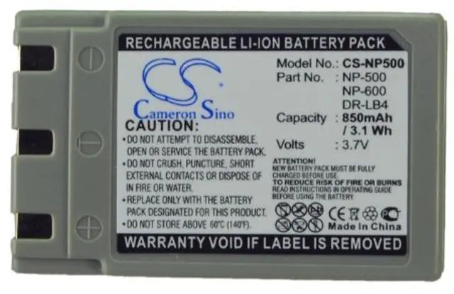 Alt view image 5 of 5 - Cameron Sino Battery for KONICA Revio KD-310, Revio KD-310Z, Revio KD-400Z, Revio KD-410Z, Revio KD-420Z, Revio KD-500Z, Revio KD-510Z PN:KONICA DR-LB4 850mAh
