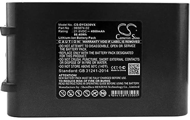Alt view image 5 of 5 - Cameron Sino 14000mAh / 86.40Wh Battery for Absolute, DC58, DC61, DC62, DC62 Animal, DC72, DC74 Animal, V6 HEPA, V6 Top Dog, V6 total clean, V6 Trigger, V6 Up Top
