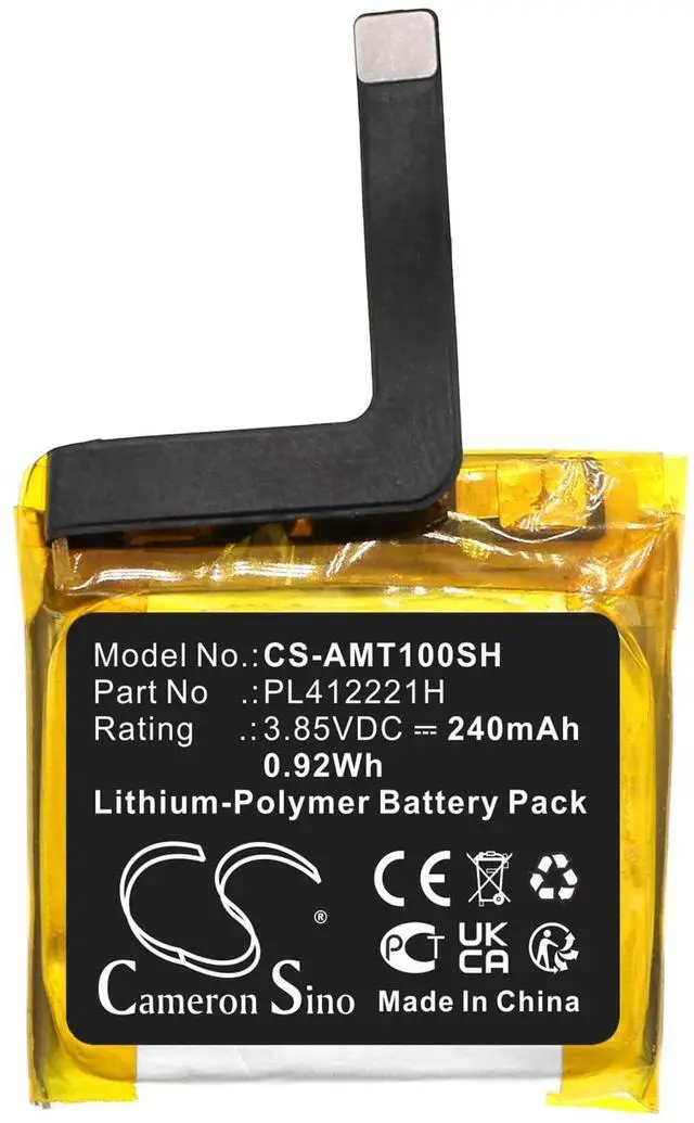 Alt view image 3 of 4 - Cameron Sino Battery for Amazfit A1913, A1914, A1969, A2021, C17, GTS, GTS 1S PN:Amazfit PL412221H 240mAh / 0.92Wh