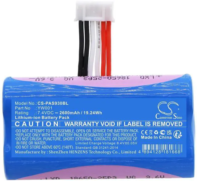 Alt view image 3 of 5 - Cameron Sino Battery for Pax A910, A930 PN:Pax YW001 2600mAh / 19.24Wh