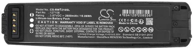 Alt view image 5 of 5 - Cameron Sino Battery for RealWear B21G, Navigator 500 PN:RealWear 127108 2600mAh / 10.06Wh