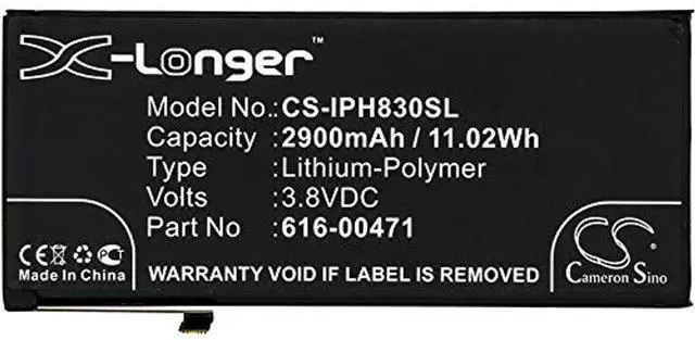 Main image of Cameron Sino Battery for A1984, A2105, A2106, A2108, iPhone 11.8, iPhone XR PN: 616-00468, 616-00471 2900mAh / 11.02Wh