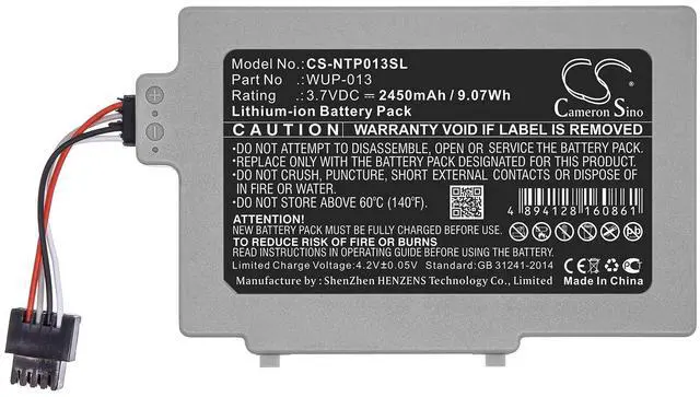 Alt view image 3 of 5 - Cameron Sino Battery for Nintendo Wii U, Wii U GamePad, WUP-010 PN:Nintendo WUP-013 2450mAh / 9.07Wh