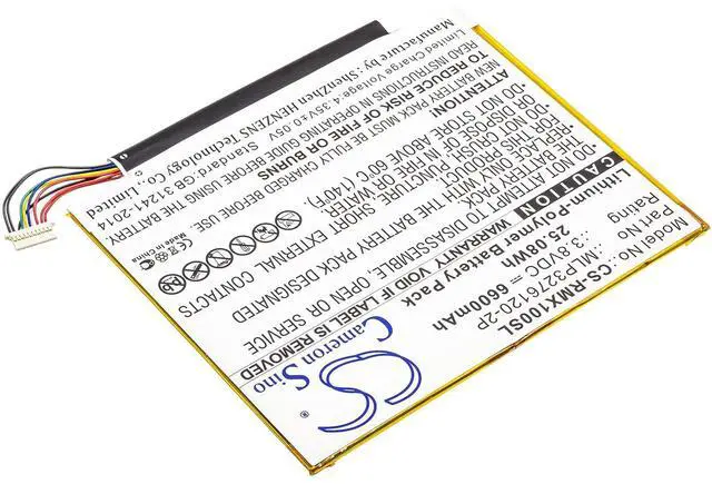 Alt view image 2 of 5 - Cameron Sino Battery for Verizon Ellipsis 10, Ellipsis 10 16GB, Ellipsis 10 XLTE, QTAIR7 PN:Verizon MLP3276120-2P 6600mAh / 25.08Wh