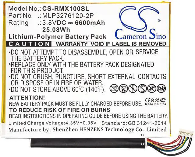 Alt view image 3 of 5 - Cameron Sino Battery for Verizon Ellipsis 10, Ellipsis 10 16GB, Ellipsis 10 XLTE, QTAIR7 PN:Verizon MLP3276120-2P 6600mAh / 25.08Wh