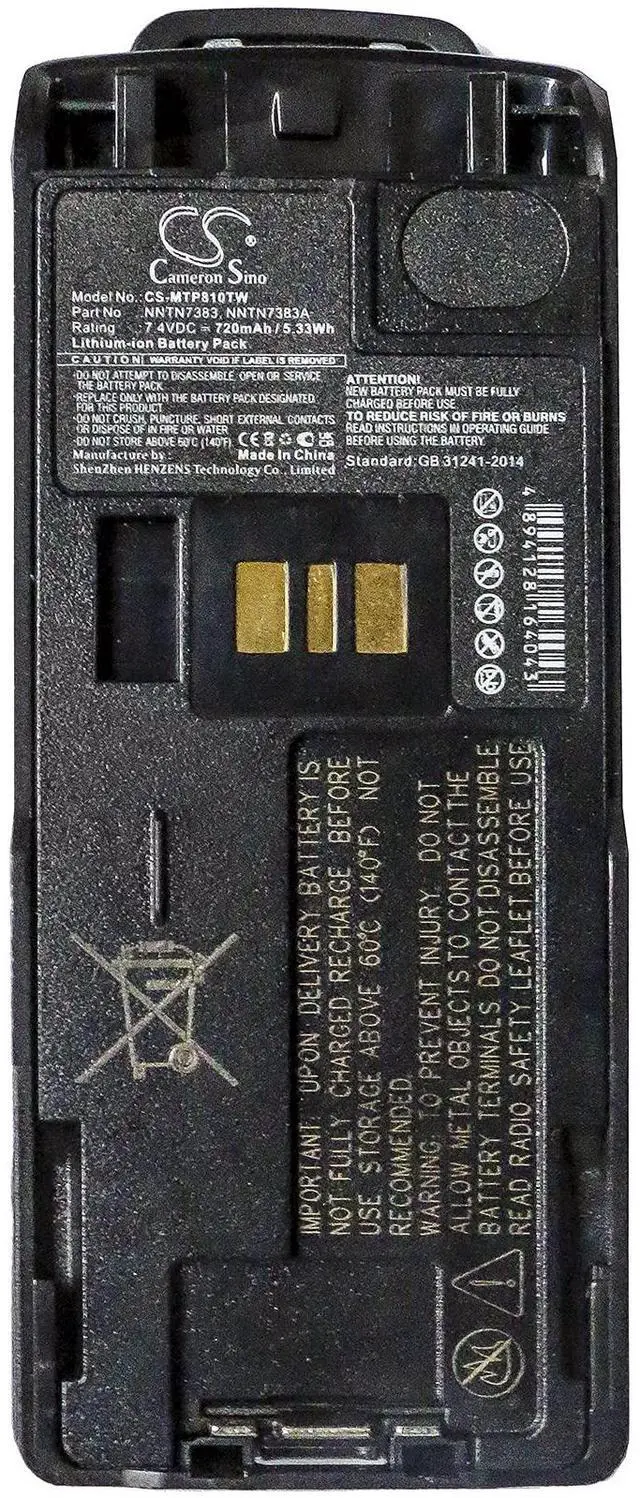 Alt view image 5 of 5 - Cameron Sino Battery for Motorola MTP810Ex, MTP850Ex PN:Motorola NNTN7383, NNTN7383A 720mAh / 5.33Wh