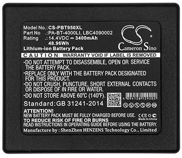 Alt view image 5 of 5 - Cameron Sino Battery for P touch P 950 NW RuggedJet RJ , PA-BB-001, PA-BB-002, PT-D800W, RJ4040, RJ-4040, RuggedJet RJ4030-K, TD-2130N, TD-2130NSA 3400mAh
