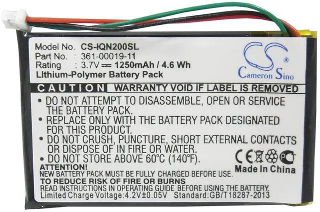 Main image of Cameron Sino Battery for Garmin Nuvi 200W, Nuvi 205T, Nuvi 205WT, Nuvi 250, Nuvi 252W, Nuvi 255T, Nuvi 255WT, Nuvi 260WT, Nuvi 270 1250mAh