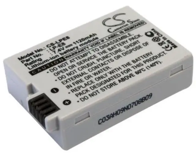 Main image of Cameron Sino Battery for Canon EF-S, EOS 550D, EOS 600D, EOS 650D, EOS 700D, EOS Kiss X4, EOS Kiss X5, EOS Kiss X6i, EOS Rebel T4i, EOS Rebel T5i, Rebel T2i 1120mAh