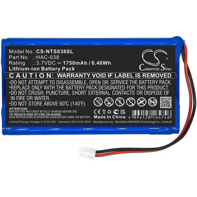 Alt view image 3 of 5 - CS Replacement Battery for Nintendo Mario Kart Live,Home Circuit PN:HAC-038,1670-9900 1750mAh / 6.48Wh