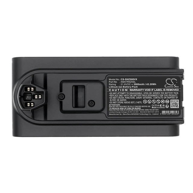 Alt view image 5 of 5 - CS Replacement Battery for Shark IZ500,IZ531H,IZ540H,IZ541H,IZ562H,IZ562HC,IZ563H,UZ565H PN:XBATR625SL,XBATR 2000mAh / 43.2Wh