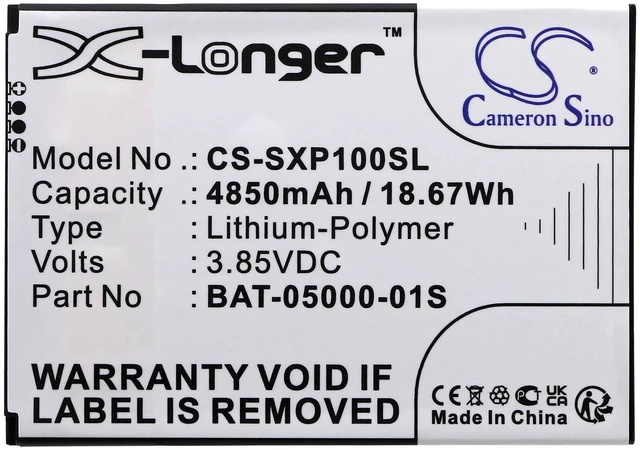 Alt view image 3 of 3 - CS Replacement Battery for Sonim XP10,XP9900 PN:BAT-05000-01S 4850mAh / 18.67Wh