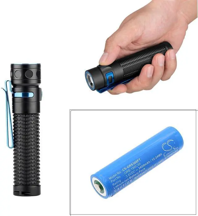 Alt view image 4 of 4 - CS Replacement Battery for Olight Baton Pro,H2R headlamp,Perun headlamp,R20,S2R,S2R II,S30R I PN:ORB-186C30 3400mAh / 12.24Wh