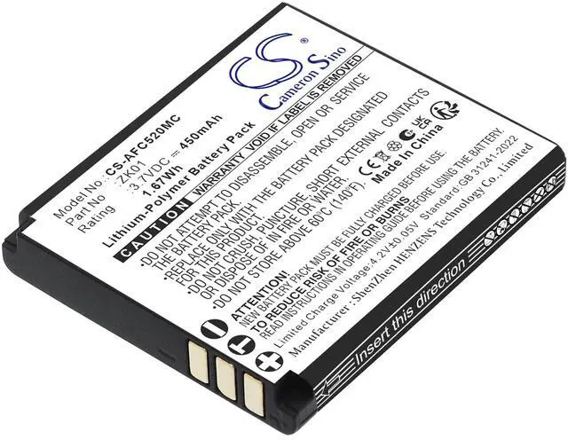 Alt view image 2 of 4 - CS Replacement Battery for AgfaPhoto Realishot DC5200 PN:ZK01 450mAh / 1.67Wh