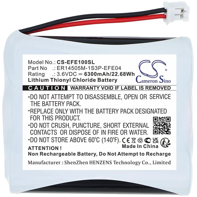 Alt view image 3 of 5 - CS Replacement Battery for Efento NB-IoT PN:ER14505M-1S3P-EFE04 6300mAh / 22.68Wh