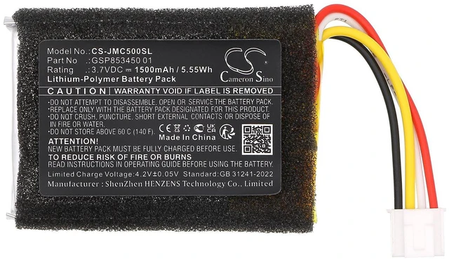 Alt view image 3 of 5 - CS Replacement Battery for JBL Clip 5 PN:GSP853450 01 1500mAh / 5.55Wh