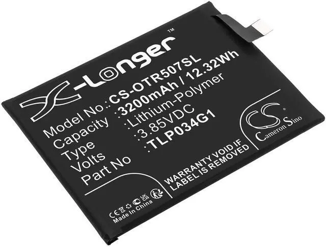 Main image of CS Replacement Battery for Alcatel OT-5007S PN:TLP034G1 3200mAh / 12.32Wh