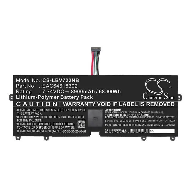 Alt view image 3 of 5 - CS Replacement Battery for LG 15Z90N,15Z90P,15Z990,15ZT90P,16T90P,16Z90P,17Z90N,17Z90P,17Z95 PN:EAC64618302 8900mAh / 68.89Wh