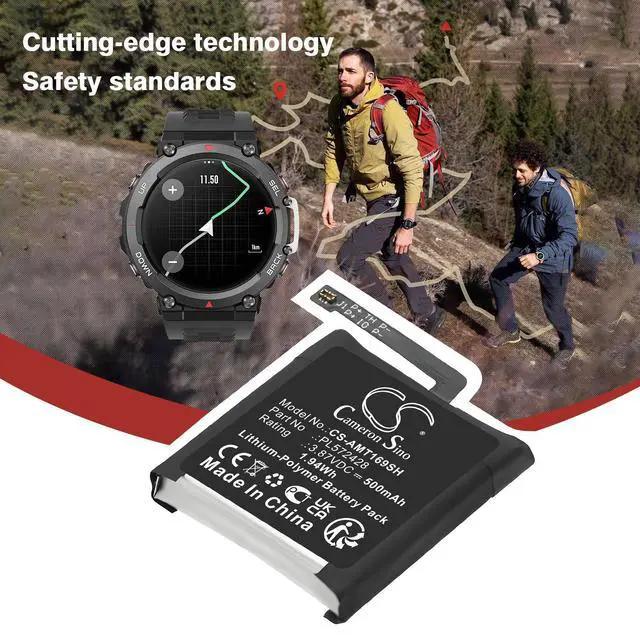 Alt view image 5 of 5 - CS Replacement Battery for Amazfit A2169,A2170,T-Rex 2 PN:PL572428 500mAh / 1.94Wh