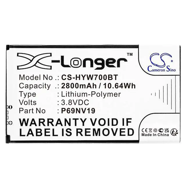 Alt view image 3 of 3 - CS Replacement Battery for ADT,Honeywell WTS700 Resideo 7" Wireless Secondary Color Touchscreen PN:P69NV19 2800mAh / 10.64Wh