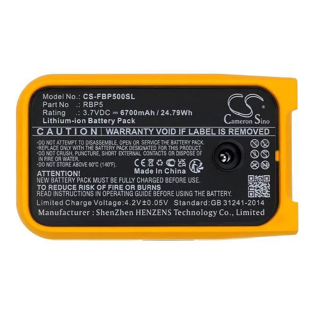 Alt view image 5 of 5 - CS Replacement Battery for Fluke 6XG45,PLS 180G,6XG46,PLS 3G,6XG43,6XG44,PLS 6R,PLS 5R,PLS 3R,PLS 1 PN:RBP5 6700mAh / 24.79Wh