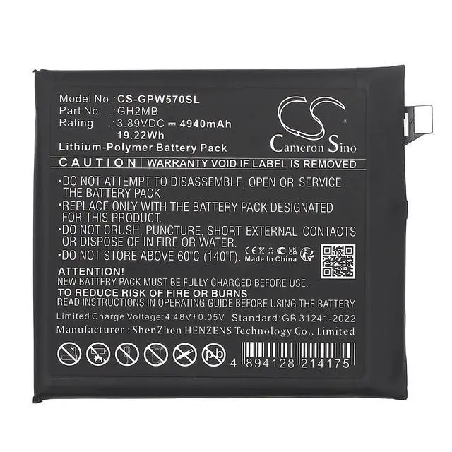 Alt view image 3 of 5 - CS Replacement Battery for Google GQ57S,GZC4K,Pixel 9 Pro XL PN:G949-01033-00,GH2MB 4940mAh / 19.22Wh